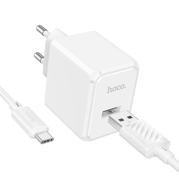 Зарядное_устройство - USB_2.1A HOCO CS11A + кабель Type-C, белый