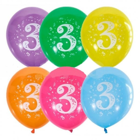Шар воздушный 30см. "Цифра 3" 10шт. (6043513)