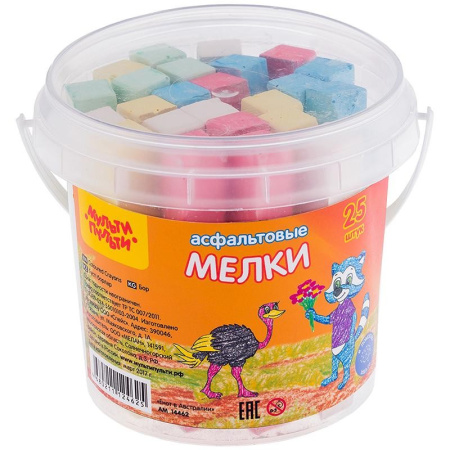 Нaбор цветного мела 5цв. 25шт. "Енот в Австралии" ведерко (АМ_14462)