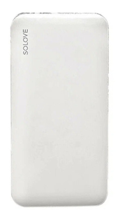 Аккумулятор внешний 10000_mAh Xiaomi Mi SOLOVE Type-C с 2xUSB выходом, кожаный чехол (001M+ White), 