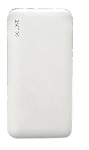 Аккумулятор внешний 10000_mAh Xiaomi Mi SOLOVE Type-C с 2xUSB выходом, кожаный чехол (001M+ White), 
