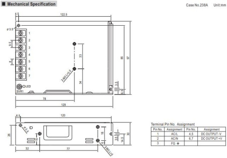 Блок питания в корпусе 12в,  8.5а, IP20, 129*97*30мм, Mean Well LRS-100-12