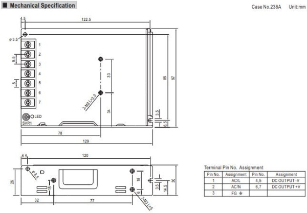 Блок питания в корпусе 12в,  8.5а, IP20, 129*97*30мм, Mean Well LRS-100-12