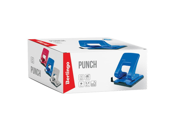 Дырокол BERLINGO на 40л. металл., с линейкой, ассорти (DDm_40079)