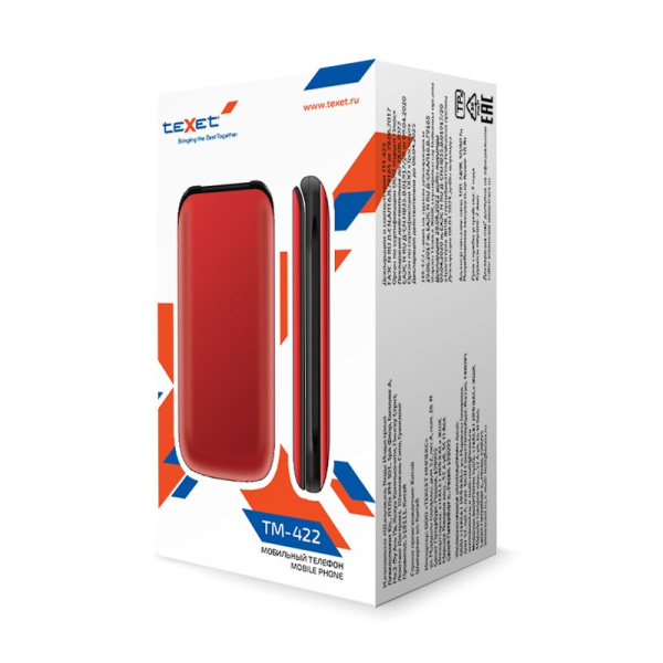 Сотовый Texet TM-422 Pomegranate 2sim/2.4"/240*320/0,08Мп/microSD/Bt/800мАч/фонарик/раскладушка