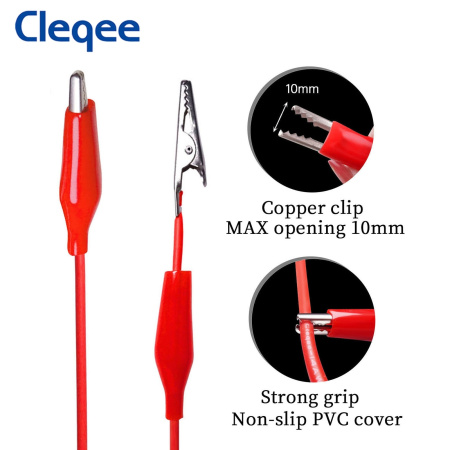 Тестовые провода Cleqee P1038, banana-крокодил, 500в, 5а, черный+красный