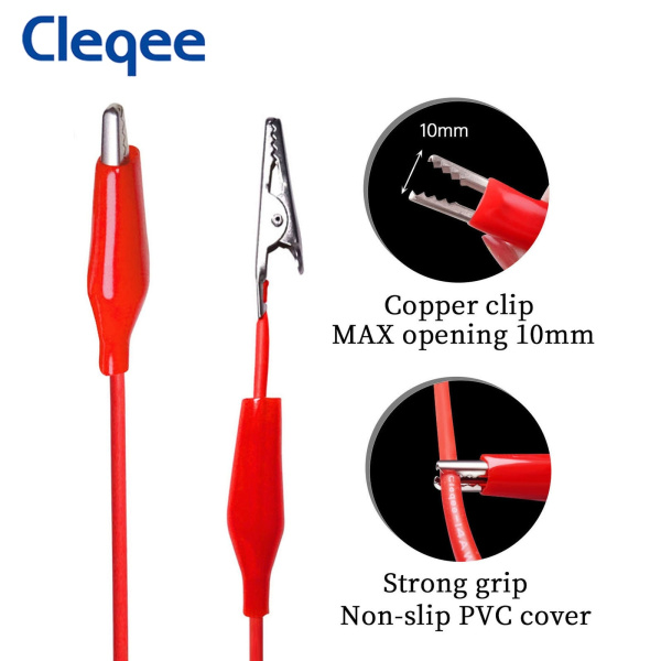 Тестовые провода Cleqee P1038, banana-крокодил, 500в, 5а, черный+красный