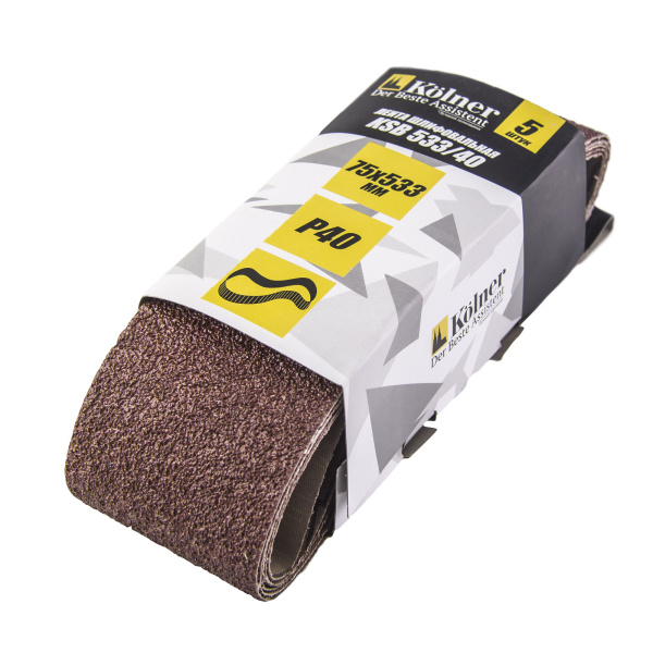 Лента шлифовальная, 533*75мм, Kolner KSB 533/40, зернистость Р40, по металлу и дереву (5шт)