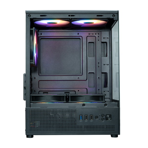 Корпус mATX Б_БП XASTRA Q300M 3FRGB Black (USB3.0,Audio,черный,3х120мм FRGB,"аквариум")