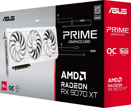 Видеокарта Asus PCI-E 5.0 PRIME-RX9070XT-O16GWHITE AMD Radeon RX 9070XT 16Gb 256bit GDDR6 2460/20000 HDMIx1 DPx3 HDCP Ret