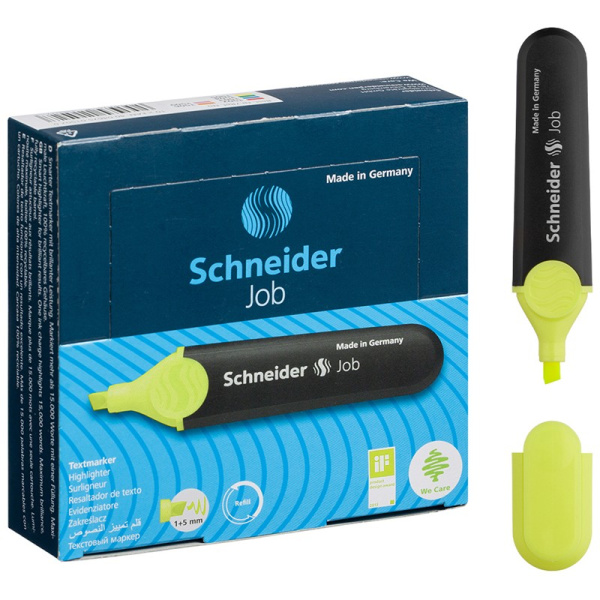 Маркер текстовыделитель SCHNEIDER "Job" желтый, 1-5мм 1505