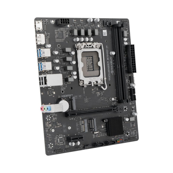 Материнская плата Maxsun MS-Challenger B760M-H B760, LGA1700, 2*DDR4, 1*PCIEx16, 1*PCIEx1, 2*M.2, 2*TypeC, 6*USB3.2Gen1, 4*USB2.0, 3*SATA3.0, 1G, DP, HDMI, M-ATX, RTL