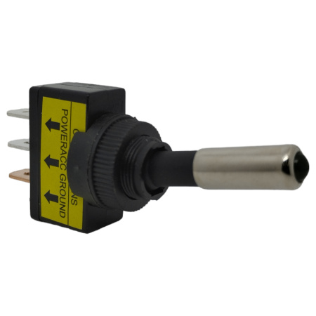 Переключатель тумблерный ON-OFF, SPST, 26.2*12мм М12, DC 12в, 20а, индикация, зеленый, ASW-15D