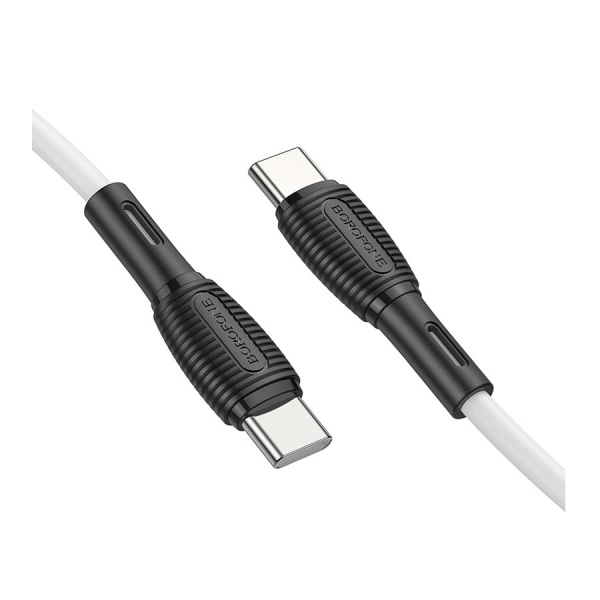 Кабель USB Type-C (m) - USB Type-C (m) BOROFONE BX86 1м ,60W, белый, силиконовый