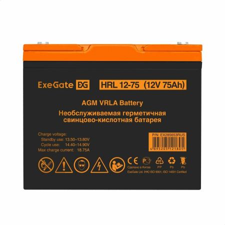 ИБП ExeGate FineSine SX-1000.LCD.AVR.2SH 1000VA/600W, LCD-дисплей, AVR, 2*Schuko + АКБ ExeGate HRL 12-75 1 шт. (EX295997RUS+EX285653RUS)