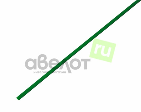 Трубка термоусадочная 2:1,   2.0/1.0мм, зеленая, подавление горения, отрезок 1м, Rexant