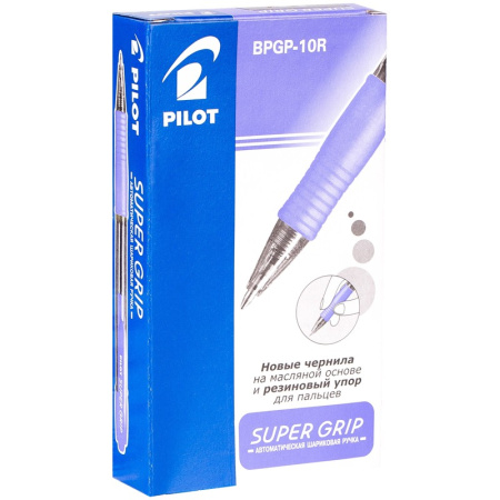 Ручка шариковая PILOT "Super Grip", черная, 0,32мм, грип (BPGP-10R-F-B)