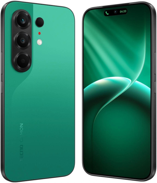 Смартфон Tecno Camon 50 256Gb 8Gb зеленый моноблок 3G 4G 2Sim 6.78" 1208x2644 Android 16 50Mpix 802.11 a/b/g/n/ac NFC GPS GSM900/1800 GSM1900 Protect FM