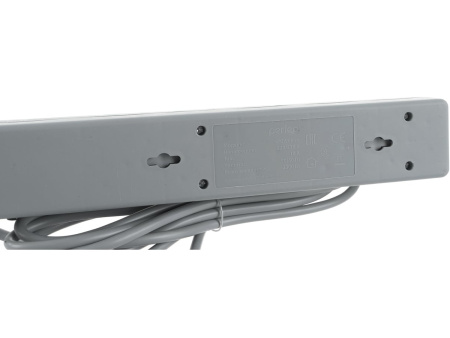 Сетевой фильтр  3.0м, 5 розеток Perfeo, POWER+, 10А, 2300Вт, с выключателем, с предохранителем, серый (PF-PP-5/3,0-G)