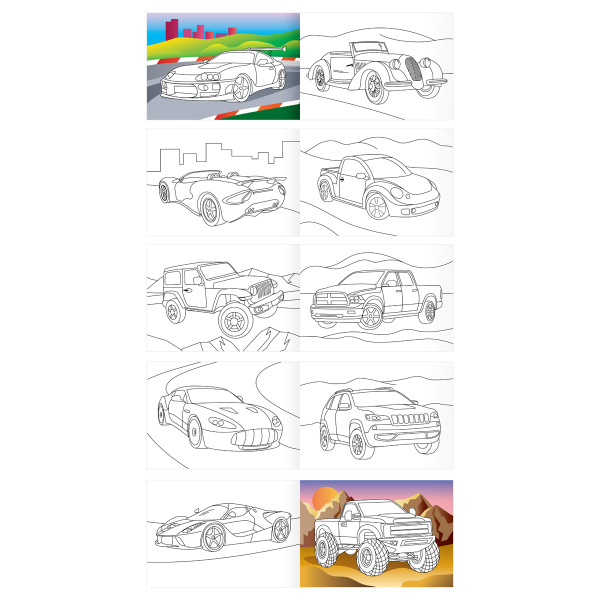 Раскраска ТРИ СОВЫ "Автомобили" А5, 10стр. РА5_57074