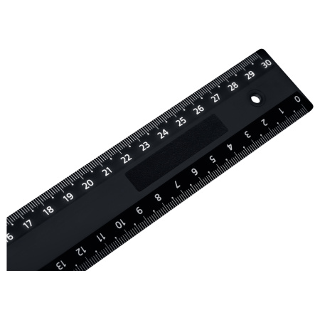 Линейка 30см. СТАММ черная, 2 шкалы ЛН-31241