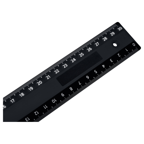 Линейка 30см. СТАММ черная, 2 шкалы ЛН-31241