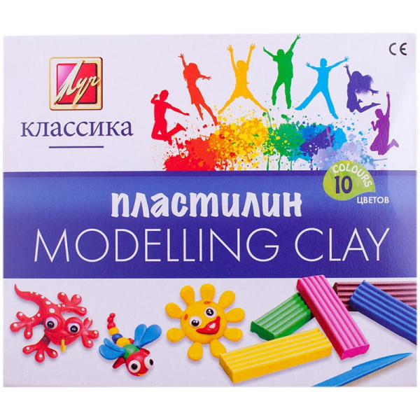 Пластилин 10цв. ЛУЧ "Классика" 200г. cо стеком (7С 304-08)