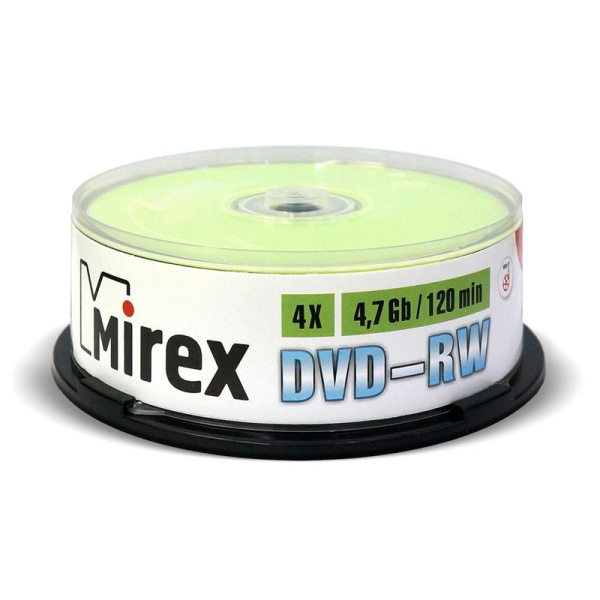 Диск DVD-RW _25шт Mirex 4.7Gb 4x Cake_box UL130032A4M