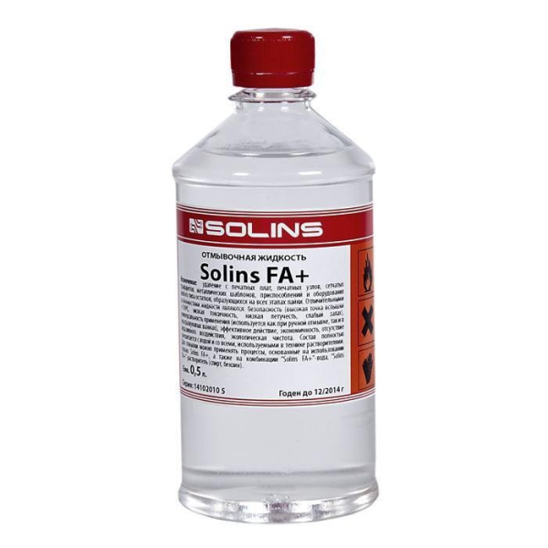 Промывочный концентрат для ультразвуковых ванн Solins FA+, 0.5л(0.45 кг)