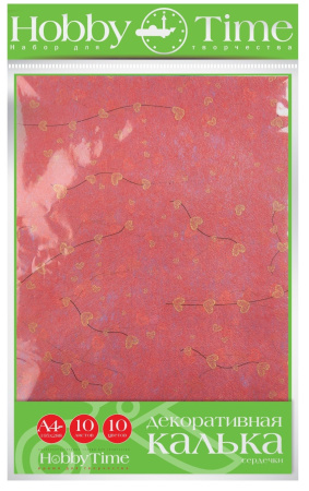 Декоративная калька "Сердечки", 10л., 10цв., Hobby Time 11-410-287