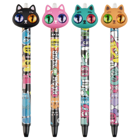 Ручка шариковая MESHU "Hypno Cats" автомат, синяя, 0,7мм. (MS_65688)