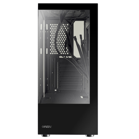 Корпус ATX Б_БП Ginzzu CL100 (USB3.0,Audio,черный,"стеклянный куб")