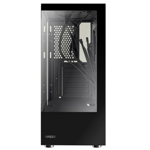 Корпус ATX Б_БП Ginzzu CL100 (USB3.0,Audio,черный,"стеклянный куб")