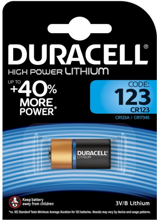 Батарейка CR123 DURACELL HIGH POWER LITHIUM 1шт. /3В. литиевая