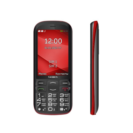 Сотовый Texet TM-B409 Black/Red 2sim/3.5"/480*320/-/microSD/0.08Мп/Bt/1800мАч/фонарик/моноблок