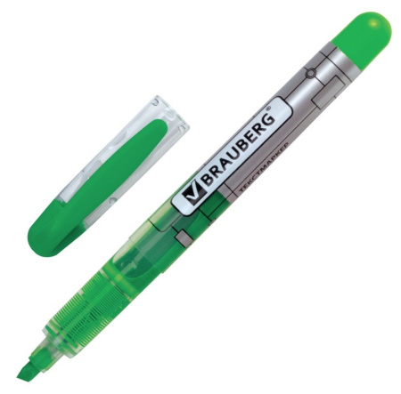 Маркер текстовыделитель BRAUBERG "Fluo Color" зеленый, жидкие чернила (151202)