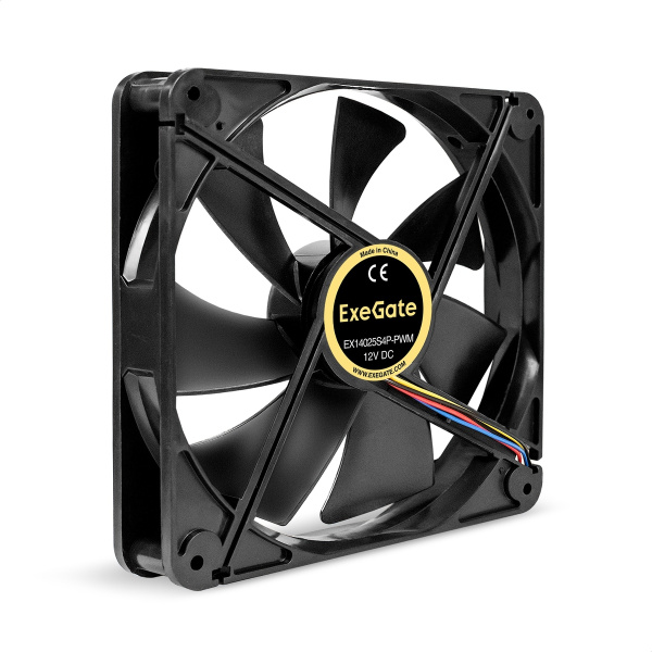 Кулер в корпус 140x140x25 Exegate EX14025S4P-PWM [EX295248RUS](sleeve,4pin,PWM,1200rpm)