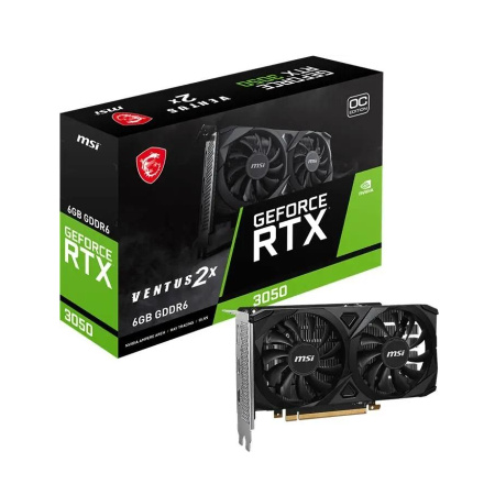 Видеокарта GeForce RTX3050 MSI 6Гб VENTUS 2X E 6G OC GDDR6,96bit,HDMI,2DP (RTX 3050 VENTUS 2X E 6G OC) ret