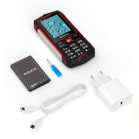 Сотовый Maxvi R10 Red 2sim/2.4"/320*240/microSD/1.3МП/Bt/1800мАч/моноблок