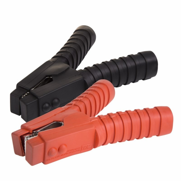 Зажим крокодил 200мм, 500а, комплект 2 шт. (чёрный +красный), Rexant 16-0025