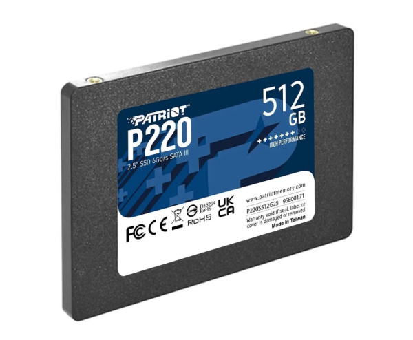SSD-накопитель 512Гб Patriot P220 [P220S512G25](3D TLC,550/500 Мб/с)