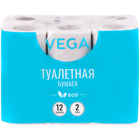 Туалетная бумага Vega 2-х слойн., 12шт., тиснение, белая 315617
