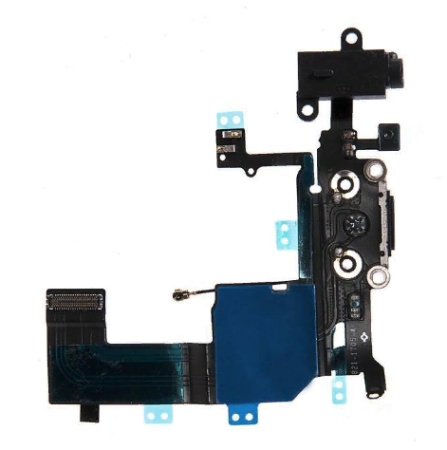 Шлейф iPhone 5C на системный разъем/разъем гарнитуры/микрофон чёрный