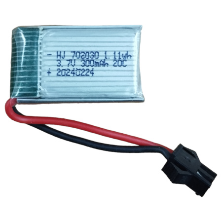 Аккумулятор Li-Pol 3.7в,   300мАч, 7.0*20*30мм, высокотоковый, 20C, разъем SM2.54 2pin