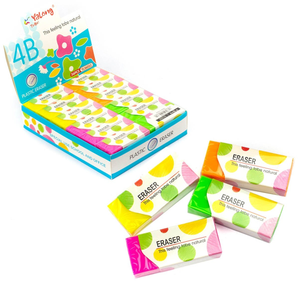 Ластик YALONG из синтетического каучука, неон, ассорти (YL16052)