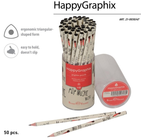 Карандаш ч/гр. BV Happy Graphix "Музыка. Микрофон" (НВ) 21-0030/47