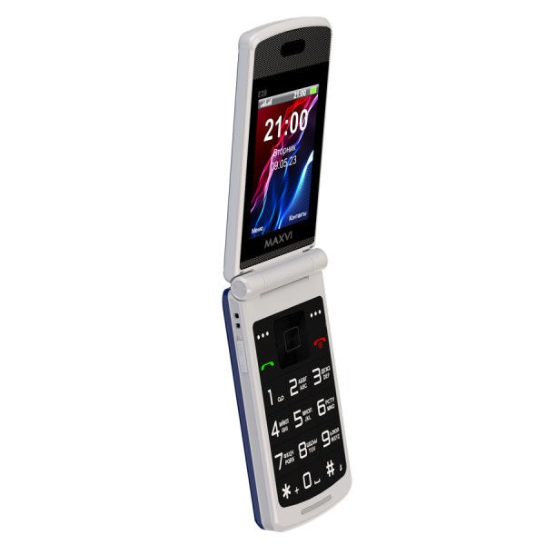 Сотовый Maxvi E28 Blue 2sim/2.8+2.4"/320*240/microSD/0.3МП/Bt/раскладушка