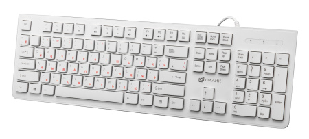 Клавиатура USB Oklick 505M slim, 104 клавиши, White