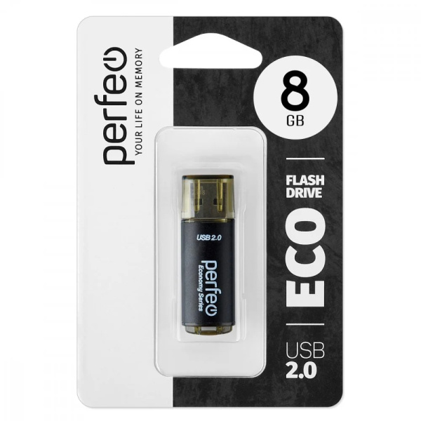 Флеш-накопитель USB2.0 8Gb Perfeo E04 (PF-E04B008ES) Черный