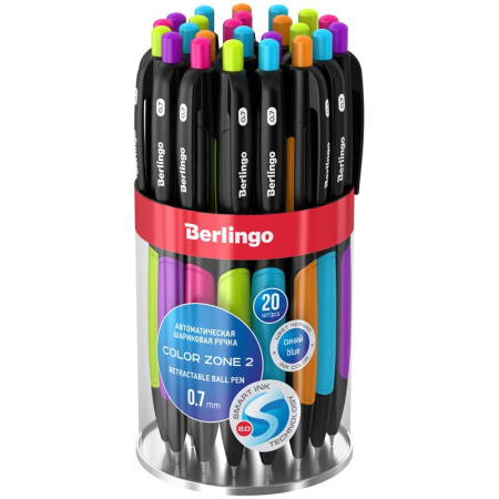 Ручка шариковая BERLINGO "Color Zone 2" 0,7мм., автоматическая, синяя (CBm_70955)